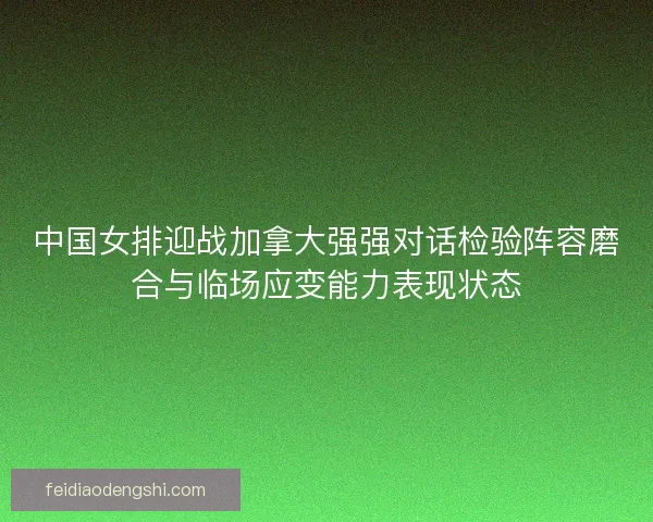 中国女排迎战加拿大强强对话检验阵容磨合与临场应变能力表现状态