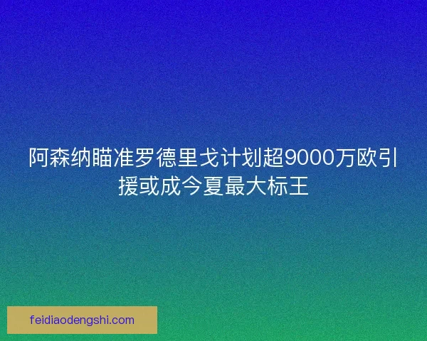 阿森纳瞄准罗德里戈计划超9000万欧引援或成今夏最大标王