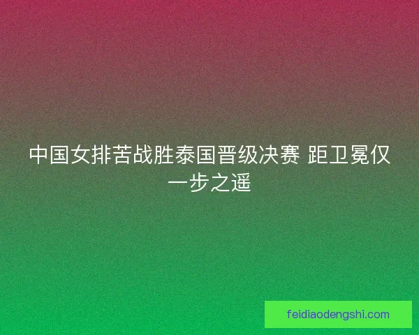 中国女排苦战胜泰国晋级决赛 距卫冕仅一步之遥