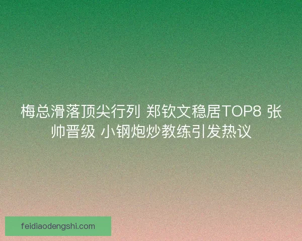 梅总滑落顶尖行列 郑钦文稳居TOP8 张帅晋级 小钢炮炒教练引发热议
