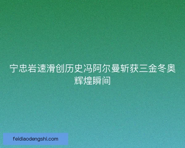 宁忠岩速滑创历史冯阿尔曼斩获三金冬奥辉煌瞬间