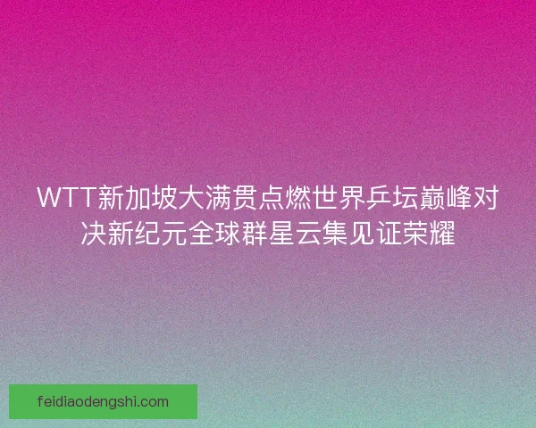 WTT新加坡大满贯点燃世界乒坛巅峰对决新纪元全球群星云集见证荣耀
